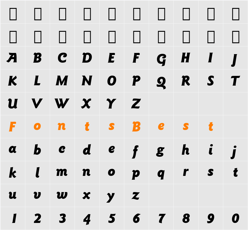 GoudySans BlkIt BT Character Map