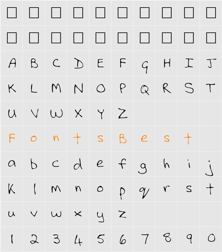 GemmasHand Character Map