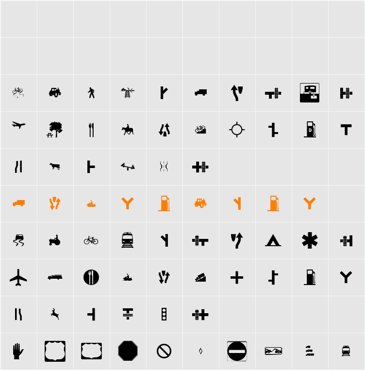 Roadgeek 2005 Icons Character Map