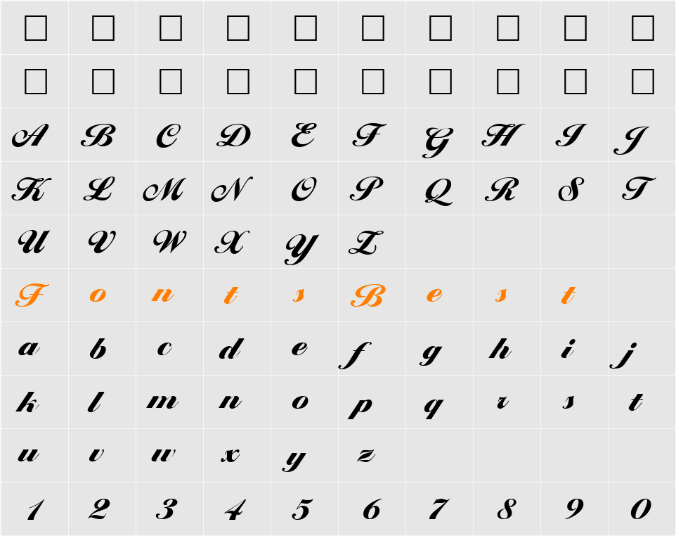 LarissaExtrabold Character Map