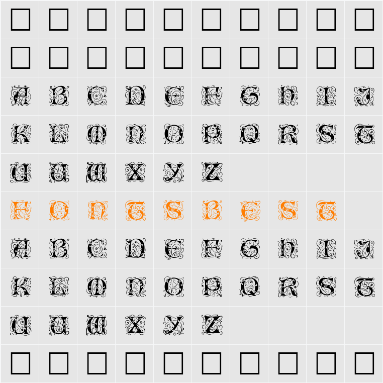 EileenCaps-Black Character Map