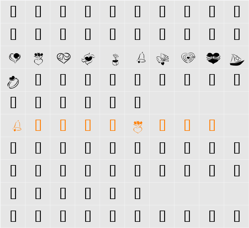 KR Cuori Divertenti 2 Character Map