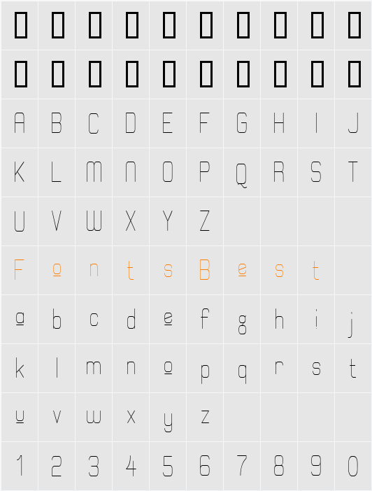 Elgethy Est Upper Condensed Character Map