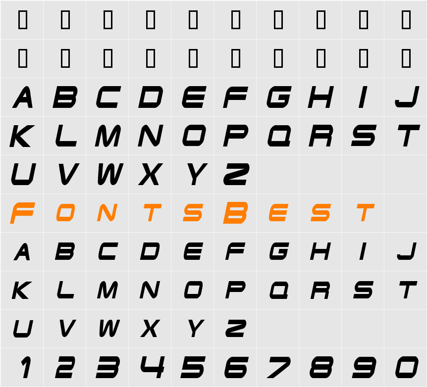 EndzoneCondensed Character Map