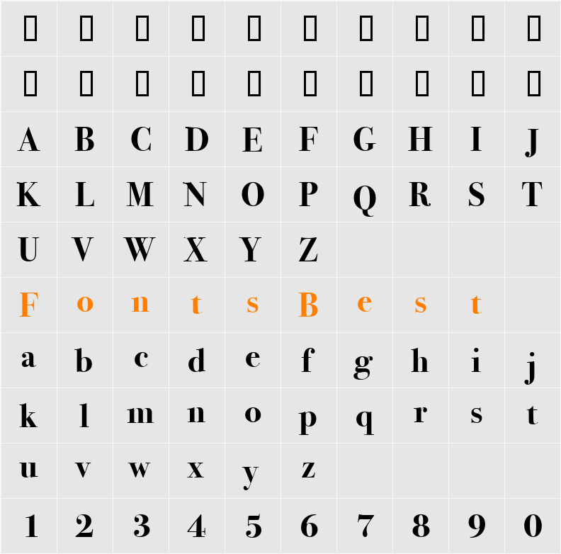 Bodoni SvtyTwo ITC TT Character Map