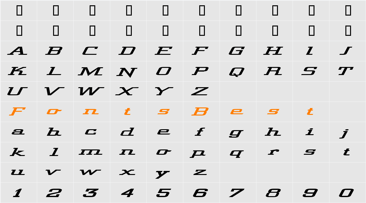 Wide Glide Character Map