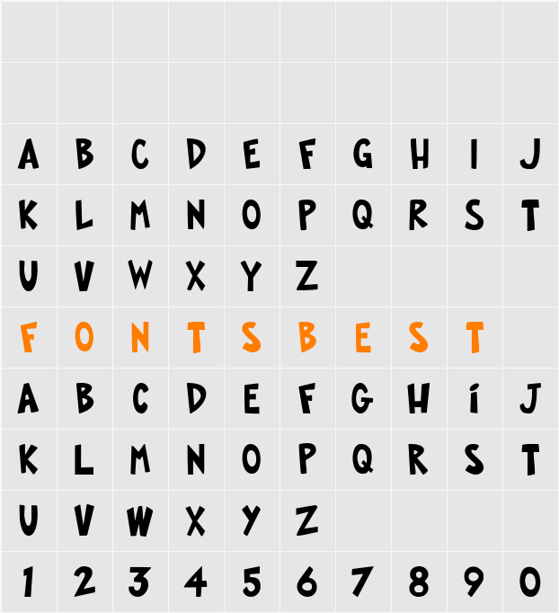 FOP Title Style Font Character Map