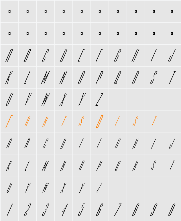 FZ BASIC 39 ITALIC Character Map