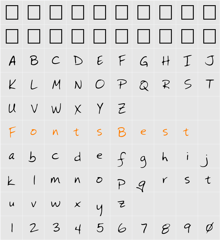 LEHN073 Character Map