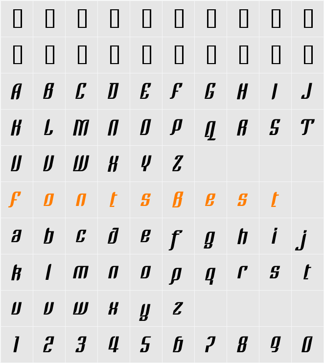 LTRezident Three Character Map