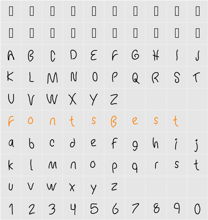 MBChickenScratch Character Map