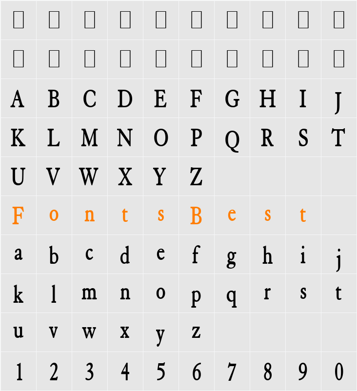 Elephant-Condensed Character Map