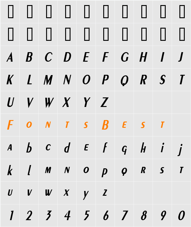 Pare Condensed Character Map