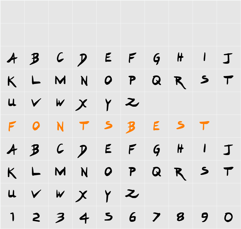 Hakturus Bold Character Map