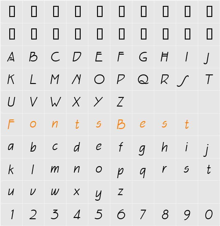 EaglefeatherFormalRegularIt Character Map