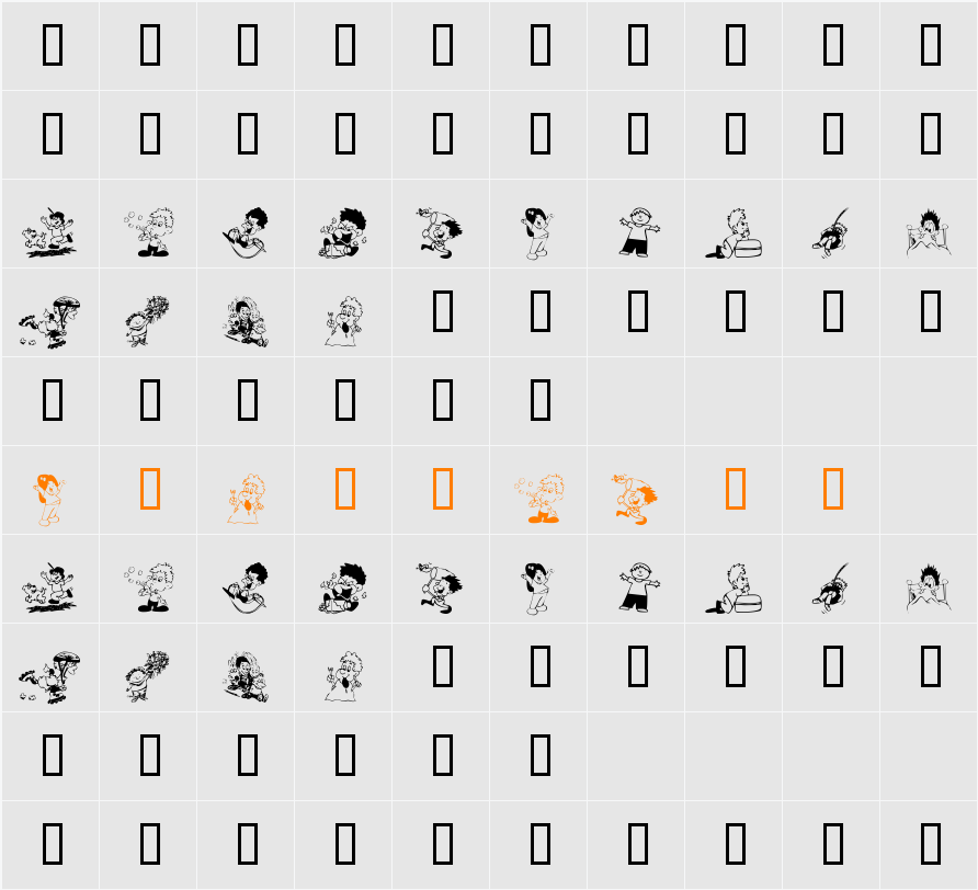 KR Kidlets Character Map