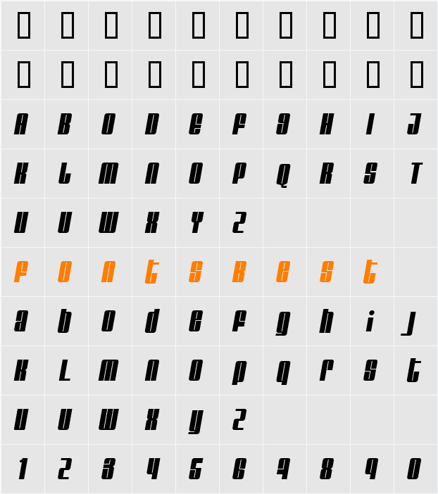 Glare Character Map