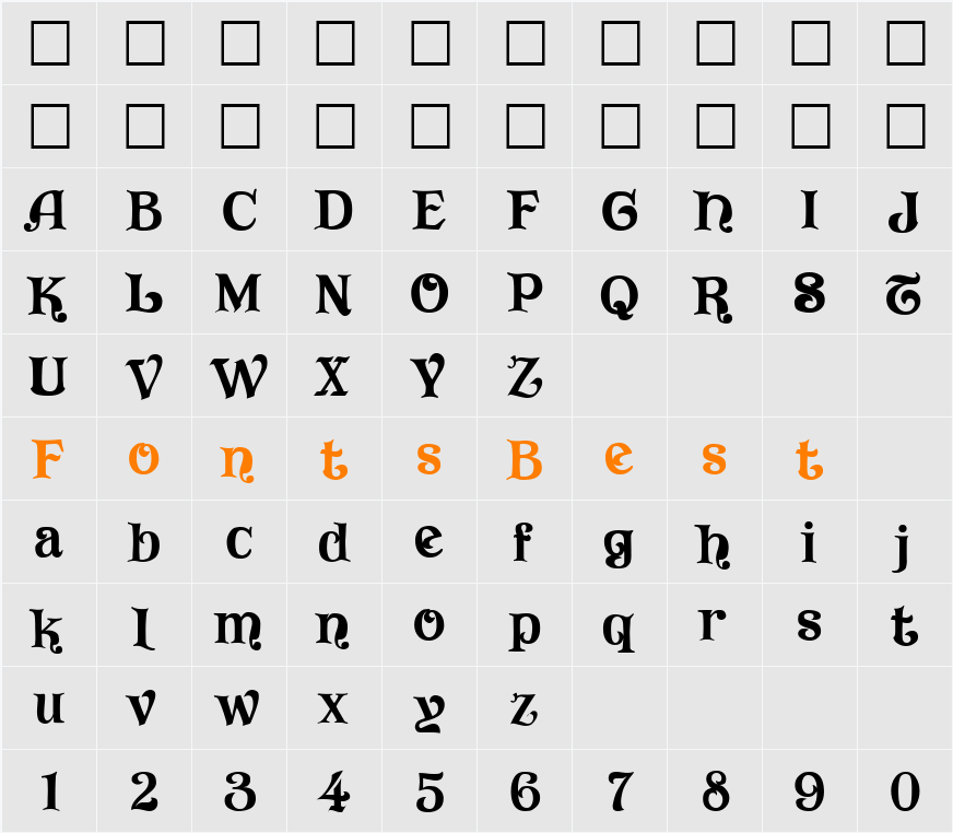 Vivala Character Map
