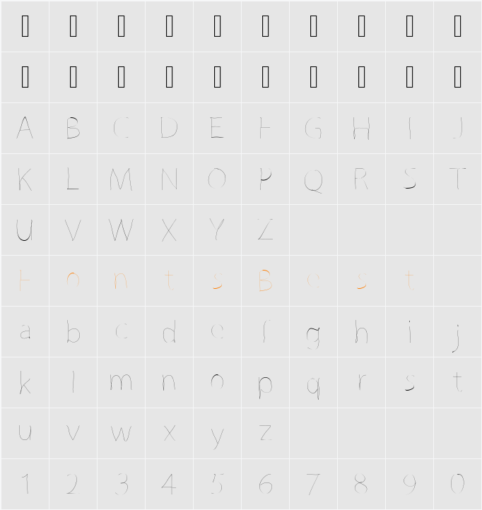 GrutchLine Character Map