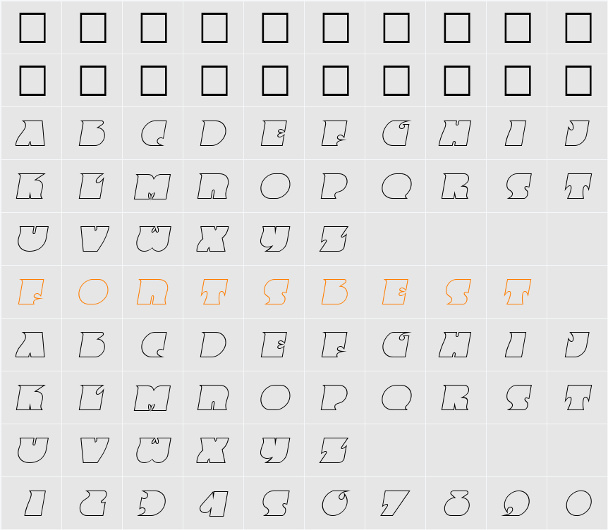 FrenzyOutline Character Map