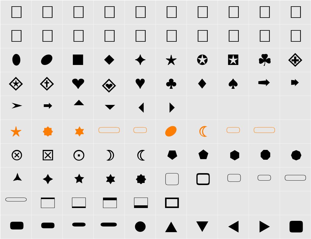 FnT_BasicShapes1 Character Map