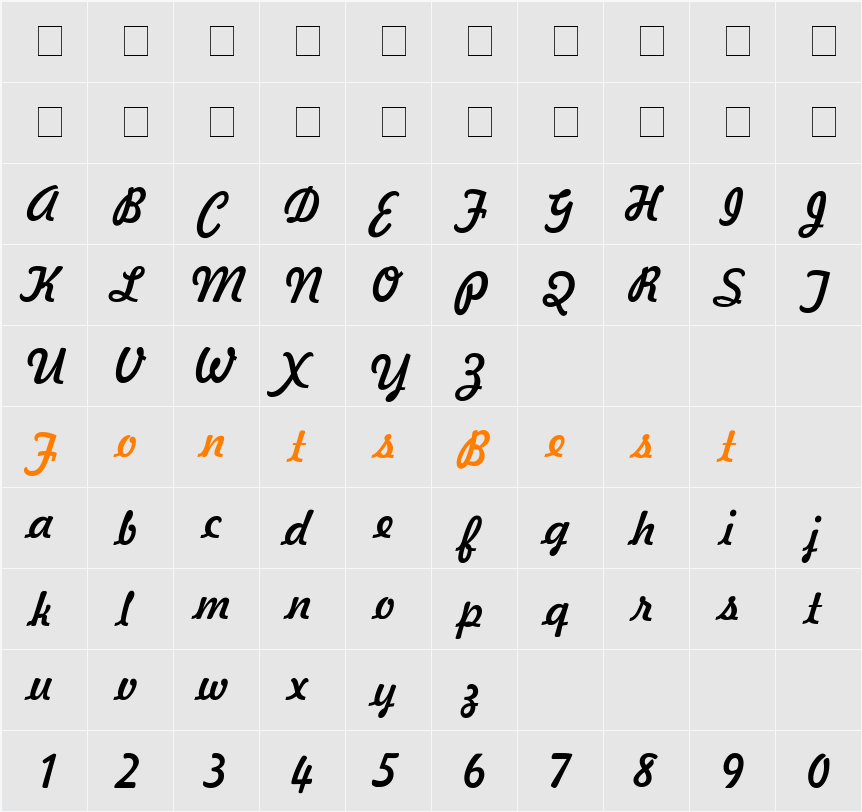 Jott 44 Character Map