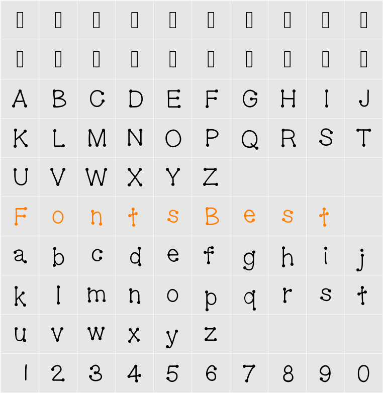 GelDoticaPlainLowerCase Character Map