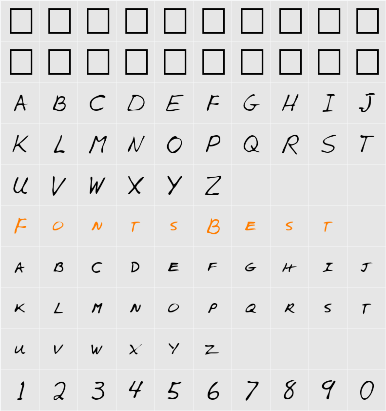 LEHN005 Character Map