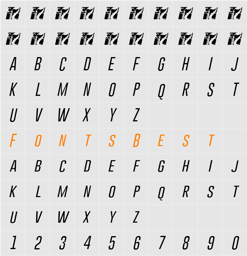 Gobold Light Italic Character Map