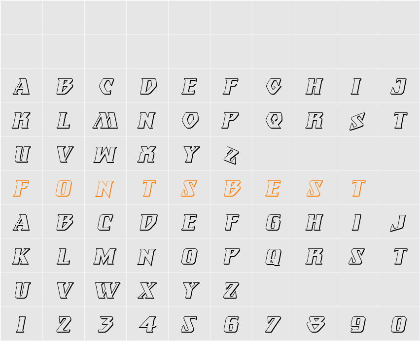 Eternal Knight 3D Italic Character Map