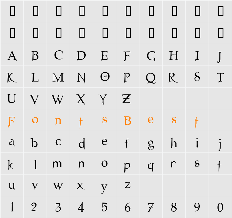 Nosfer Character Map