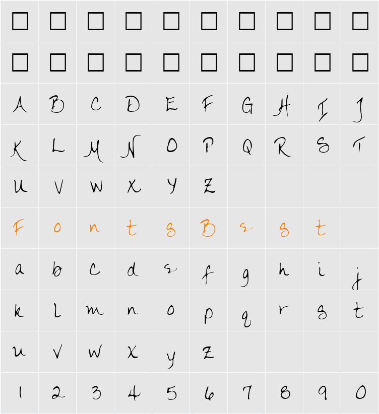 LarriesHand Character Map