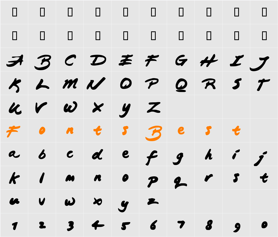 Japanese Brush Character Map