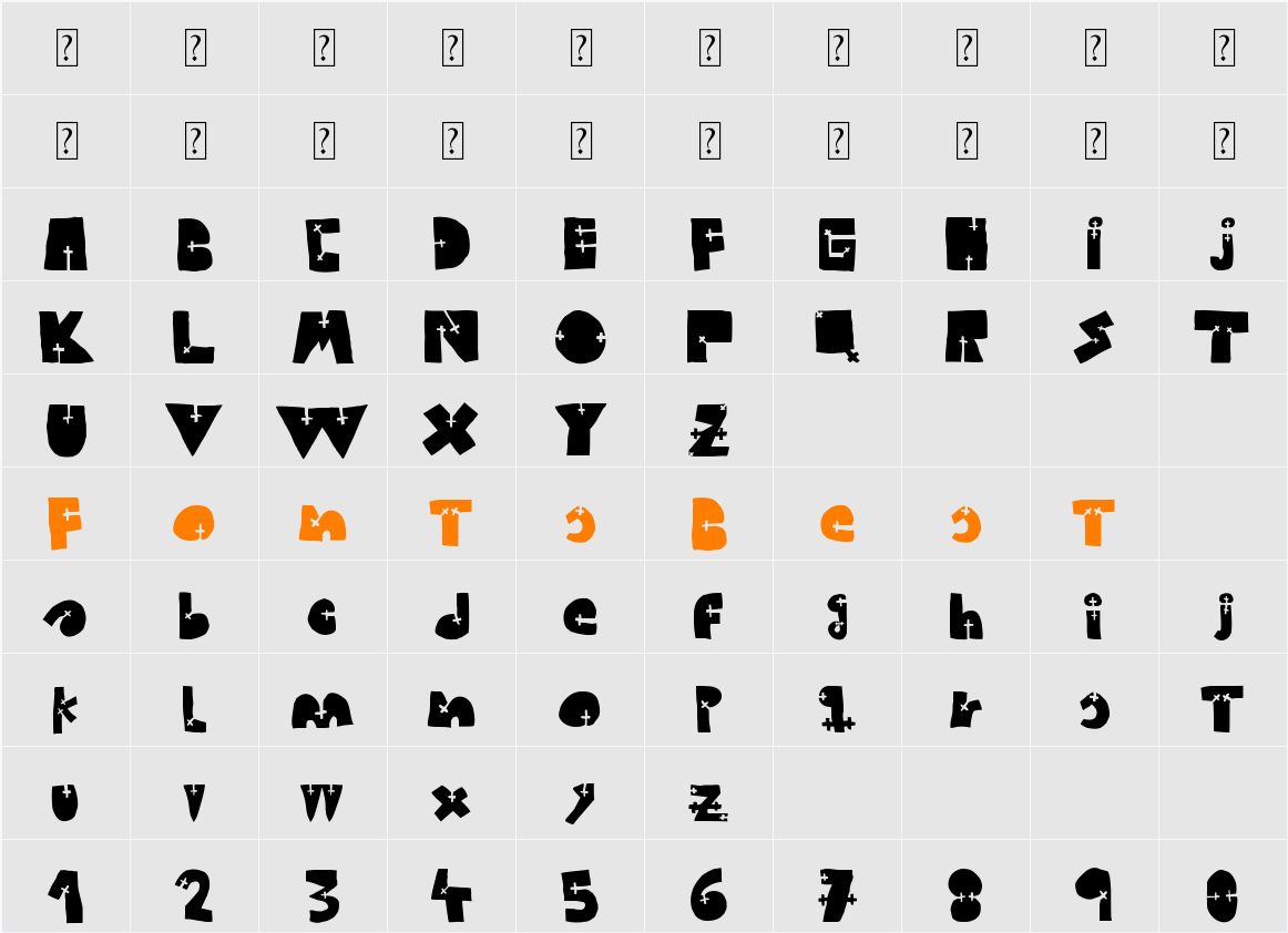 WOODCUTTER CROSS Character Map