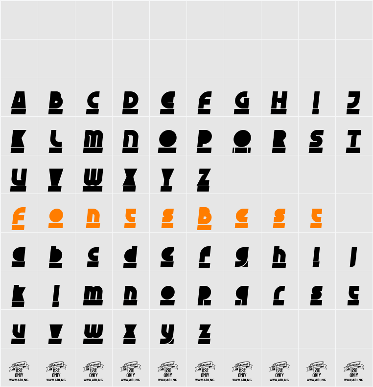 Skyzhi PERSONAL USE ONLY Character Map