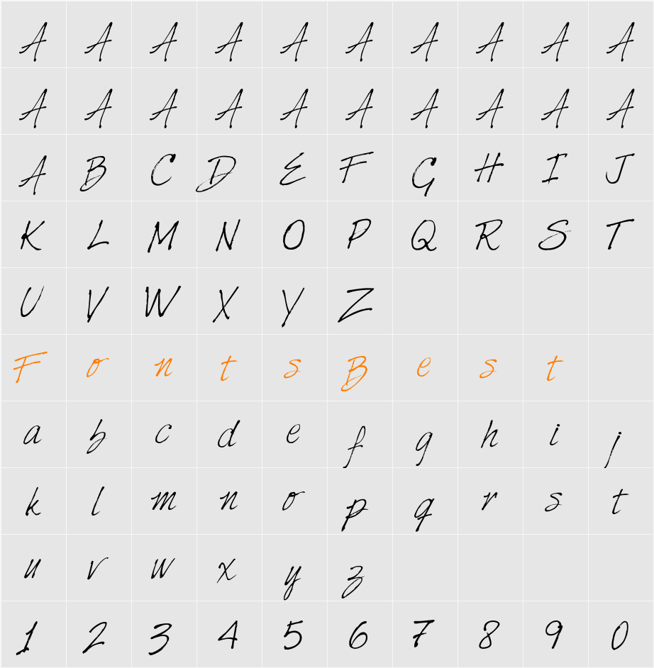 HarabaraHand Character Map