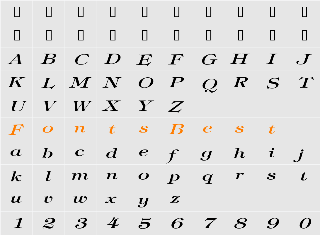 JewelExtended Character Map
