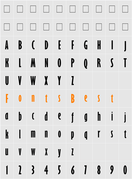 Gill Sans MT Ext Condensed Bold Character Map