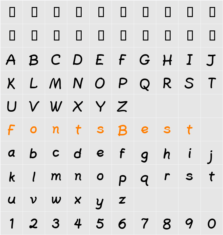 PlainPensleXBold Character Map