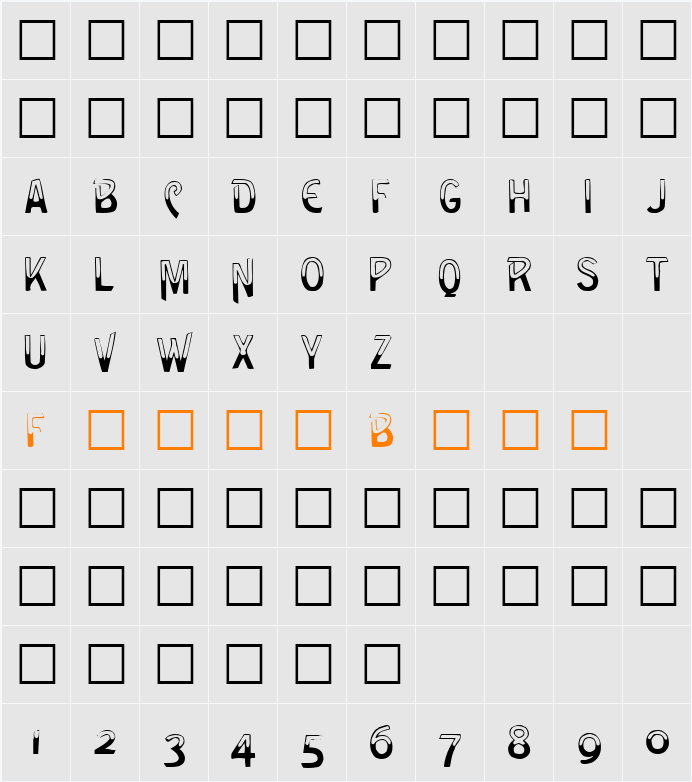 GreenCaps Caps:001.001 Character Map