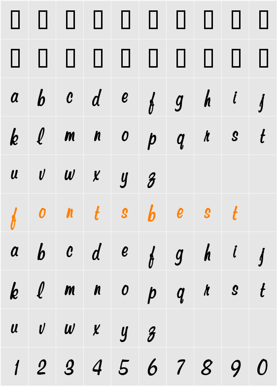 Tumbin Dice Character Map