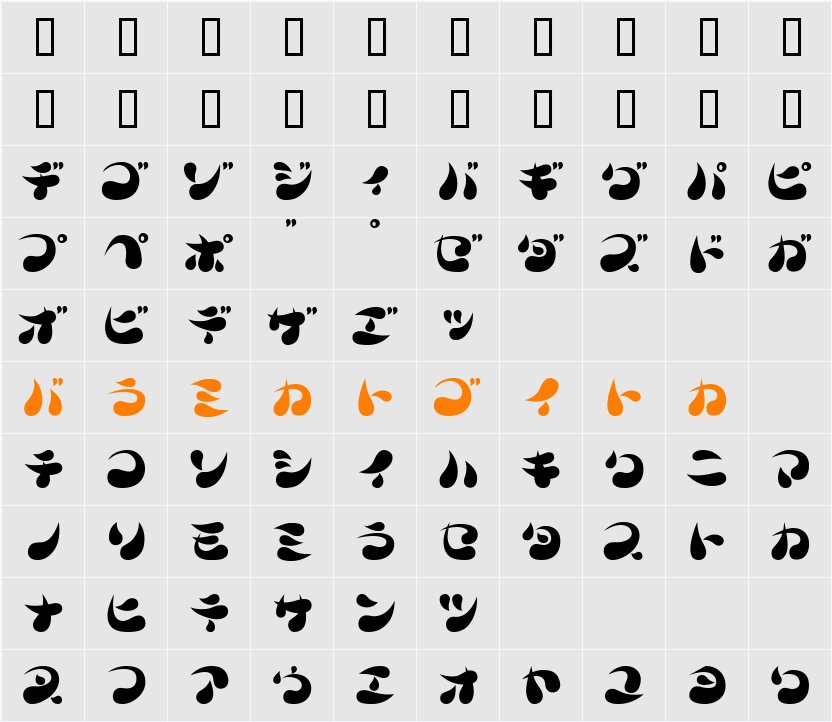 Parade20K Character Map