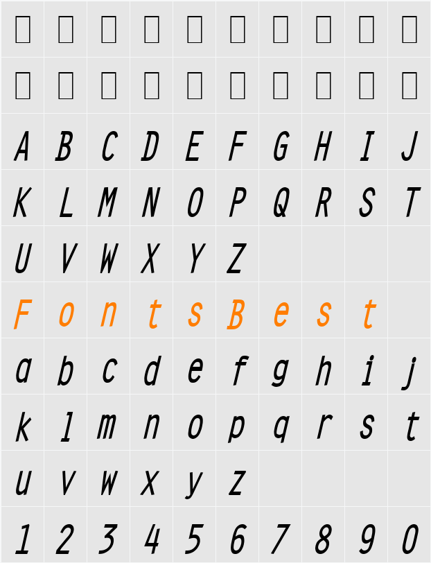 Clean-Condensed Character Map
