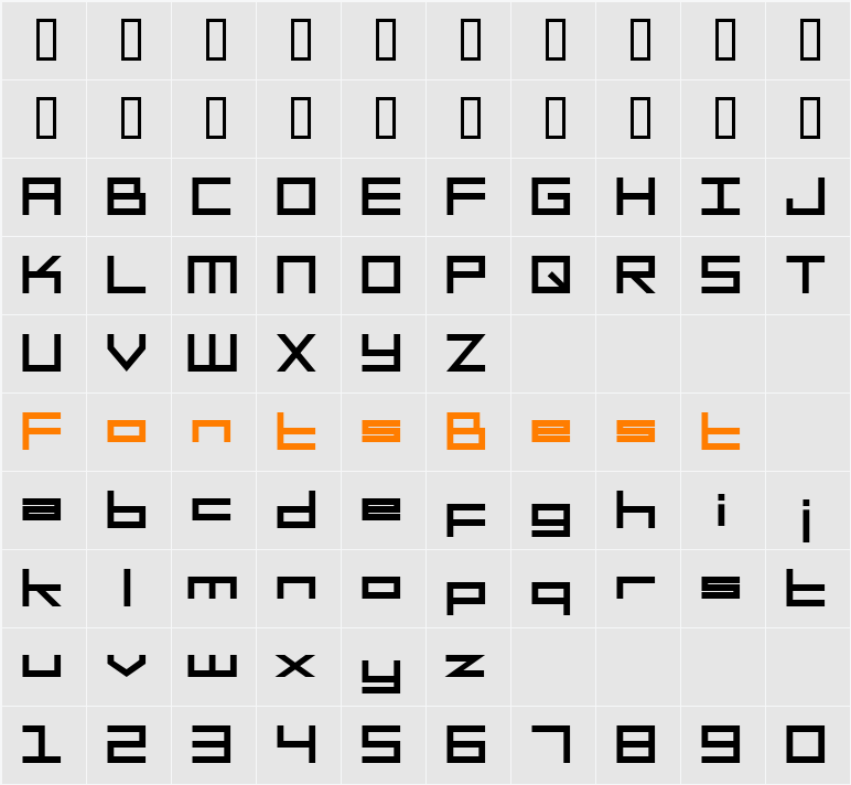 SF Square Head Character Map