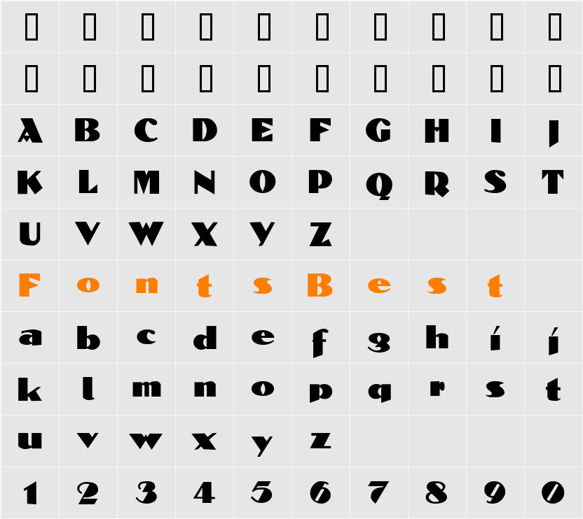 BlockCalligraphy Character Map