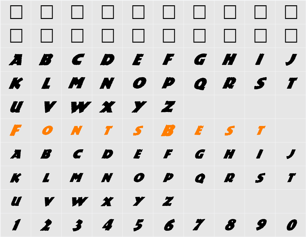 FZ JAZZY 24 ITALIC Character Map