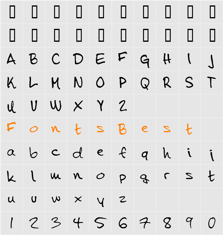 Tena Character Map