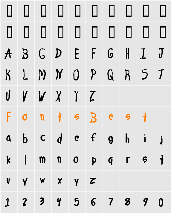4 Star Face Font Character Map