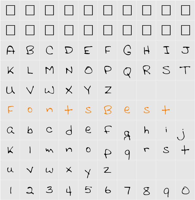 GinnysHand Character Map