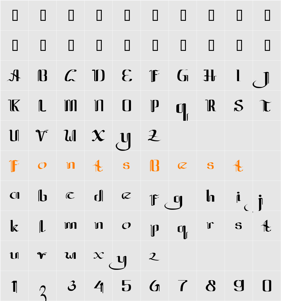 Jawa Palsu Character Map